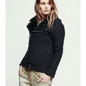 Free People Simple Salute Wool faux Fur Jacket Coat